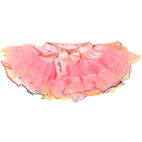 Wenchoice Girl'S Pink Tutu With Rainbow Trim  L(5T-6T)