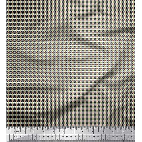 Soimoi Rayon Fabric Geometric Small Decor Fabric Printed Yard 56 Inch Wide