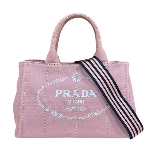 Pre-Owned Prada Canapa Tote SS Shoulder Bag, Canvas 1BG439, Pink, Women's, 2-Way
