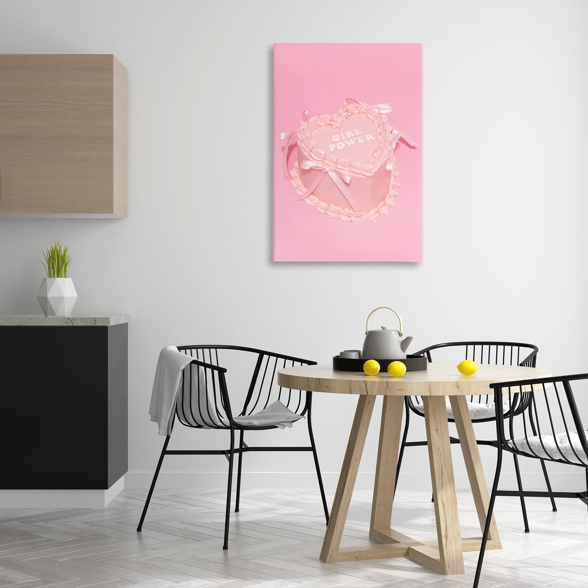 Stupell Industries Pink Girl Power Cake Food & Beverage Painting Gallery Wrapped Canvas Art Print Wall Art, 24 x 36