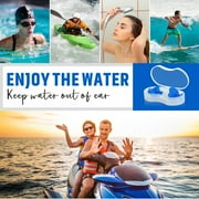 Swimming Earplugs , 3 Pairs, Silicone Comfortable Earbuds with Storage Case for Adults, Children Prevent Swimmer`s Ear(Blue-L)