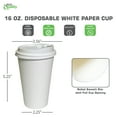 thumbnail image 2 of EcoQuality 16 oz White Hot Drink Paper Cups with White Dome Lids - Disposable Paper Coffee Cups perfect for Tea, Latte's, Coffee Shops, Restaurant Grade (400), 2 of 4