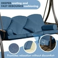thumbnail image 4 of 3-Seat Patio Porch Swing with Adjustable Hardtop,3 in 1 Convertible Outdoor Porch Swing for Adults,Patio Swing with Thicken Cushion,Pillows & Cup Holders for Porch,Backyard,Garden (Blue), 4 of 9
