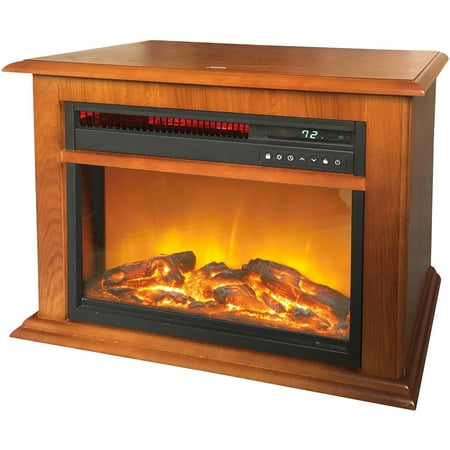 Lifesmart - 3-Element Infrared Fireplace in Oak Mantel - Black