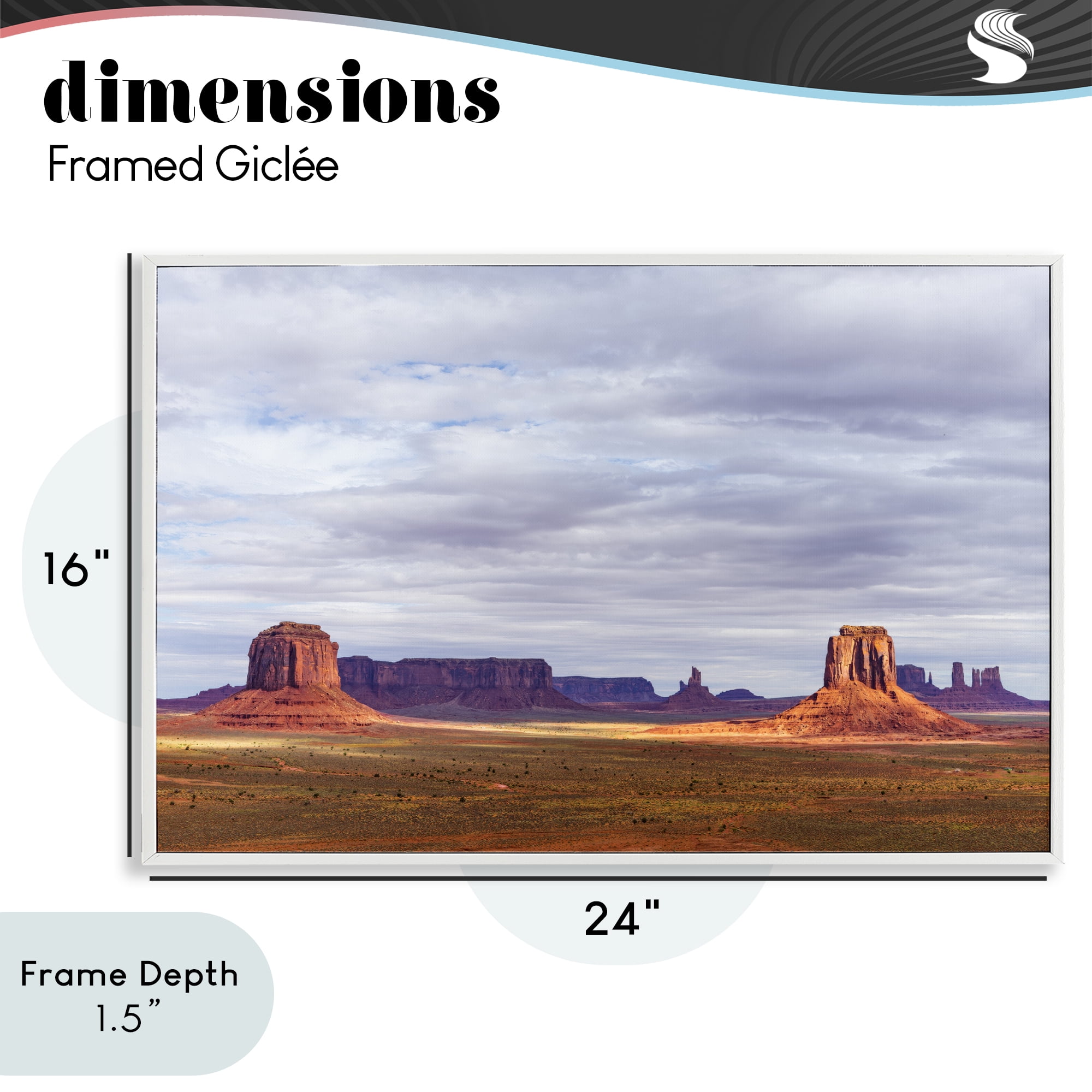Stupell Industries Monumental Desert Buttes & Mesas White Framed Giclee Art, design by Shelley Carlisle