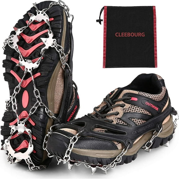 Crampons skids Snow Micro Spikes Boots Ladies Mens ice Cleats 19 Stainless Steel Nails Shoes, Climbing SpikesTraction Shoes for Snow Walking and Fishing