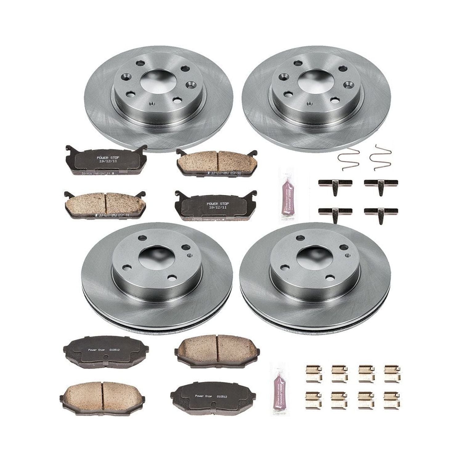 Power Stop Front and Rear Stock Replacement Brake Pad and Rotor Kit KOE718
