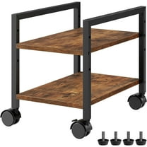 PC Stand, 2-Tier PC Tower Stand Fits Most Computer Towers, CPU Holder for Floor, Height Adjustable, CPU Stand with Wheels Under Desk, for Home Office, Rustic Brown and Black BF11CJ01