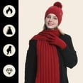 thumbnail image 2 of Women's Scarf Hat And Gloves Set Women'S Winter Solid Color Warm Cycling Ear Knitted Hat Scarf Glove 3 Piece Set, Women's Accessories Scarf ,Hat,& Gloves, 2 of 4