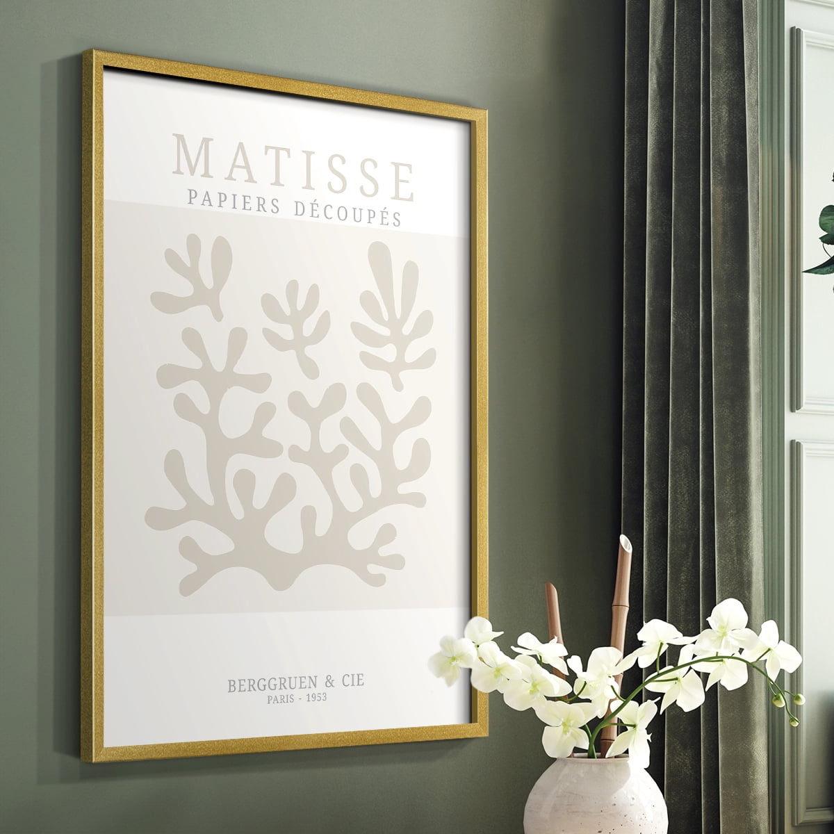 Matisse CDXXVIII in Gold Solid Wood Framed Print No Nail Hanging