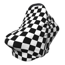 Black and White Checkered Nursing Cover Breastfeeding Scarf - Baby Car Seat Covers, Infant Stroller Cover, Carseat Canopy for Girls and Boys