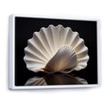 thumbnail image 2 of Designart "Black And White Clam In Dark Sea" Clam Floater Framed Wall Art Living Room, 2 of 5