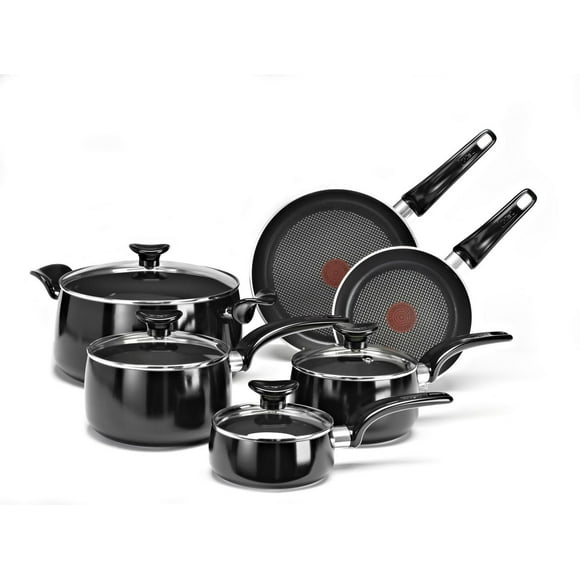 T-fal Expert 10-Piece Aluminum Cookware Set, Black