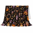 thumbnail image 2 of Smiling Jack-O'-Lanterns Wrapped Presents Halloween, Festive Halloween Scene, Warm Flannel Blanket for Living Room and Family Room, Art Lovers Halloween Gift, Festive Home Decor, 2 of 9