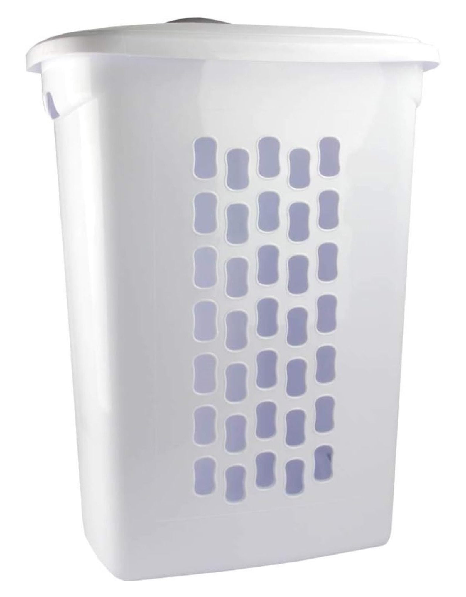Ultra Wheeled Laundry Hamper with Lid, Handle and Wheels for Easy Rolling of Clothes to and from The Laundry Room, Plastic, White, 1-Pack