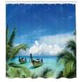 thumbnail image 3 of Ambesonne Travel Shower Curtain, Palm Beach Fishing Boats, 69"Wx70"L, Blue Green Turquoise, 3 of 3
