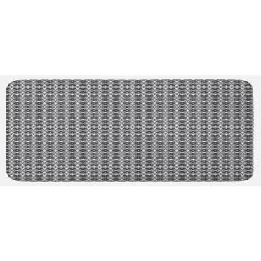 Grey Kitchen Mat, Simple Repetitive Floral Motifs with Diamond Shapes in Retro Style, Plush Decorative Kitchen Mat with Non Slip Backing, 47" X 19", Charcoal Grey Pale Grey, by Ambesonne