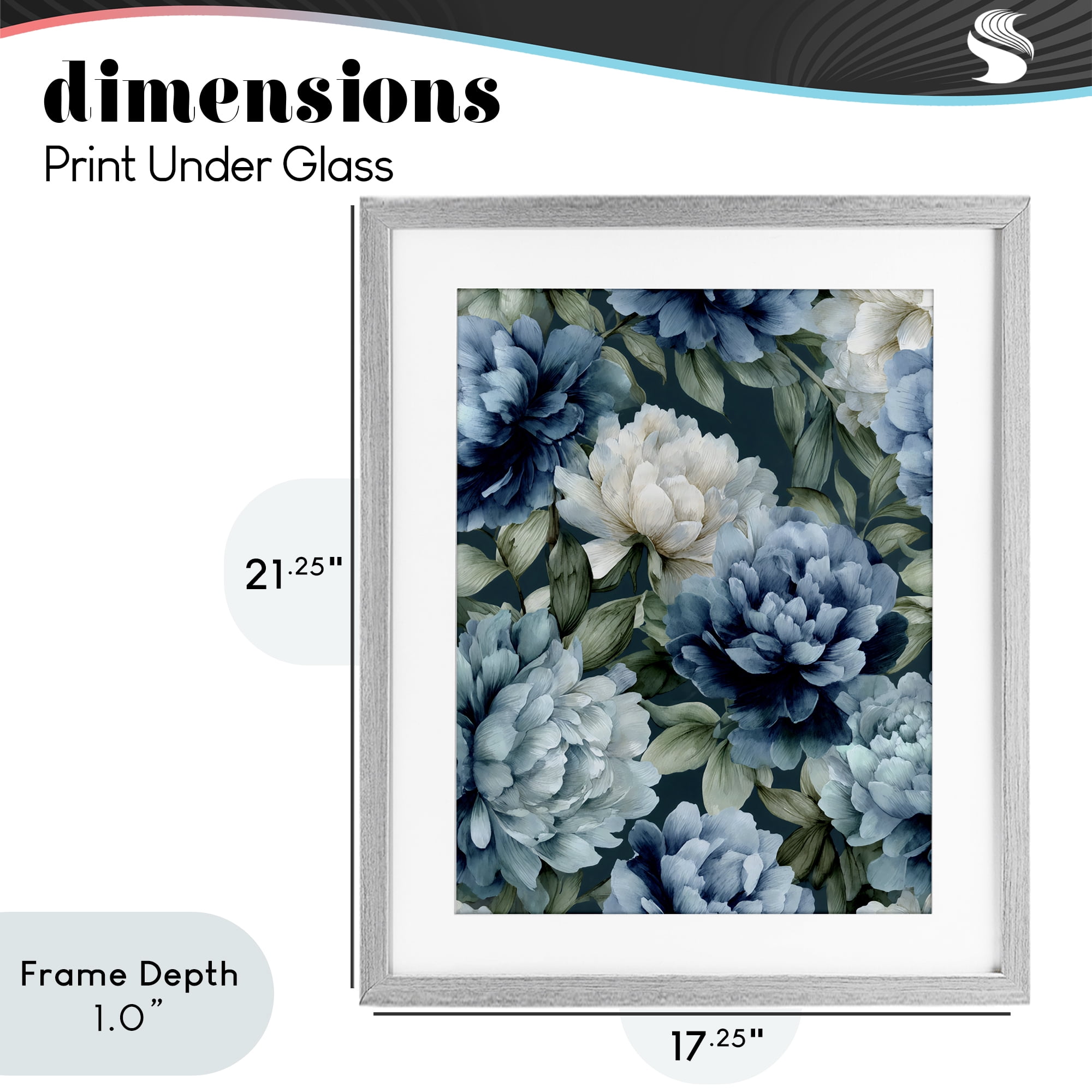 Stupell Industries Blooms On The Vine Gray Framed Print Under Glass, design by Franklyn Gregory