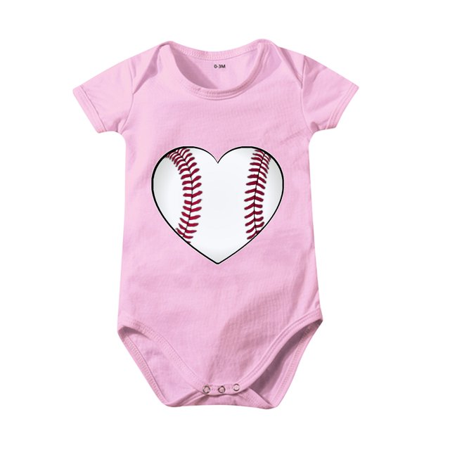 Gibobby Ropa Para Bebe Ropa de rastreo de manga corta con estampado de dibujos animados de béisbol de Color sólido de verano para niños y niñas de 0 a 24 mese(Rosa, 0-3 Meses)