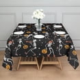 thumbnail image 3 of Black Halloween Dancing Skeletons Square Tablecloth,Waterproof Square Table Cover,Wipeable Spillproof Washable Table Cover for Home Kitchen Party Decor 60"x60"(152x152cm), 3 of 6