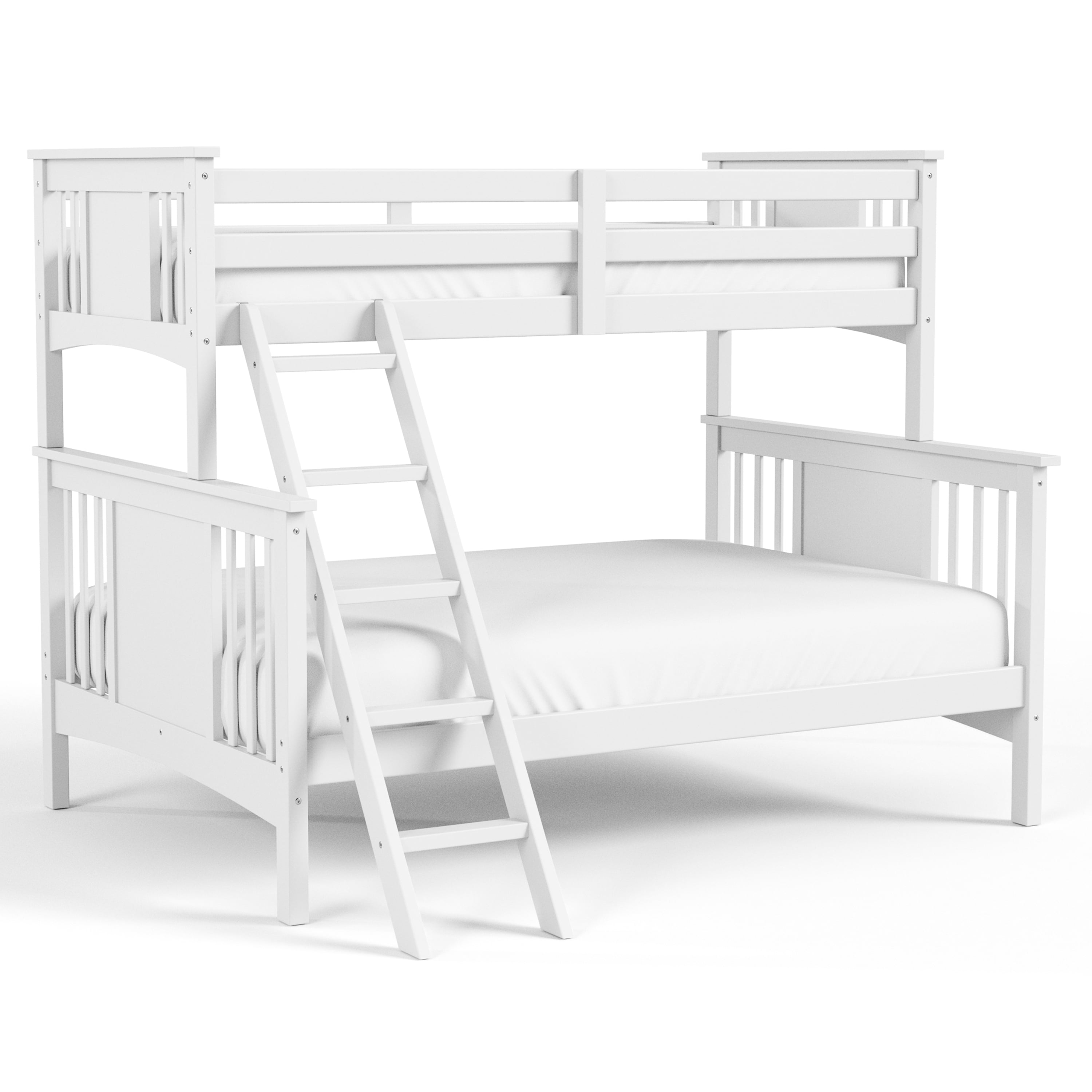 Furniture of America Lively Kids Solid Wood Twin-over-Full Detachable Bunk Bed, White