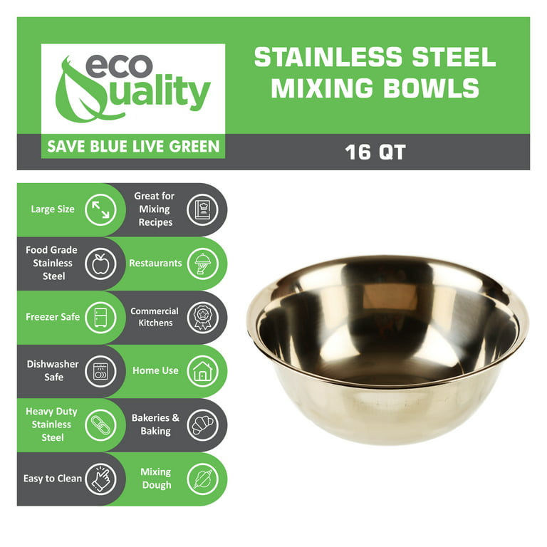 [24 PACK] 16 Quart Large Stainless Steel Mixing Bowl - Baking Bowl, Flat  Base Bowl, Preparation Bowls - Great for Baking, Kitchens, Chef's, Home use