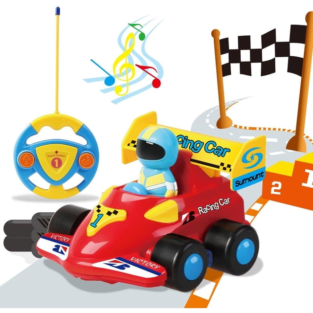 Mi primer coche de carreras a control remoto para niños pequeños con sonido y luz. Coche de juguete, regalo de cumpleaños para niños y niñas - Rojo