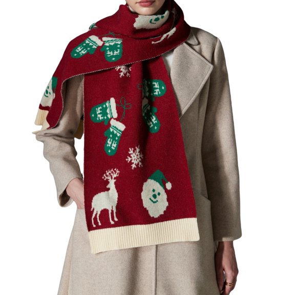 lanema Fashionable Winter Scarf Versatiles Knitted Scarf Playfulness Deer Snowman Scarf