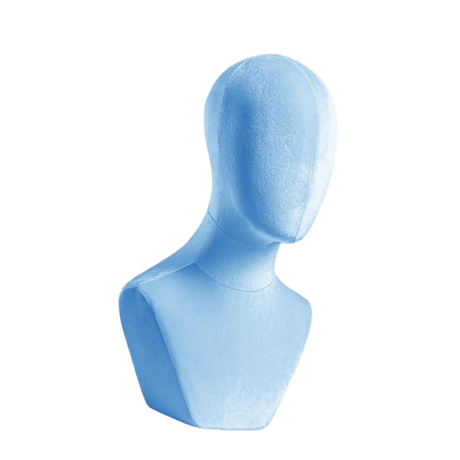 Serenable Mannequin Head Manikin Head Model Stable Base Professional Elegant Holder Hat Display Stand for Jewelry Hair Accessories Blue