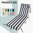 thumbnail image 3 of Outdoor Lounge Chair Cushions, 72×21×3in High-Density Foam Chair Cushion with Ties and Pillow, Anti-fading Patio Chaise Lounge Cushions for Pool & Beach（2pc, Navy blue white stripes）, 3 of 6