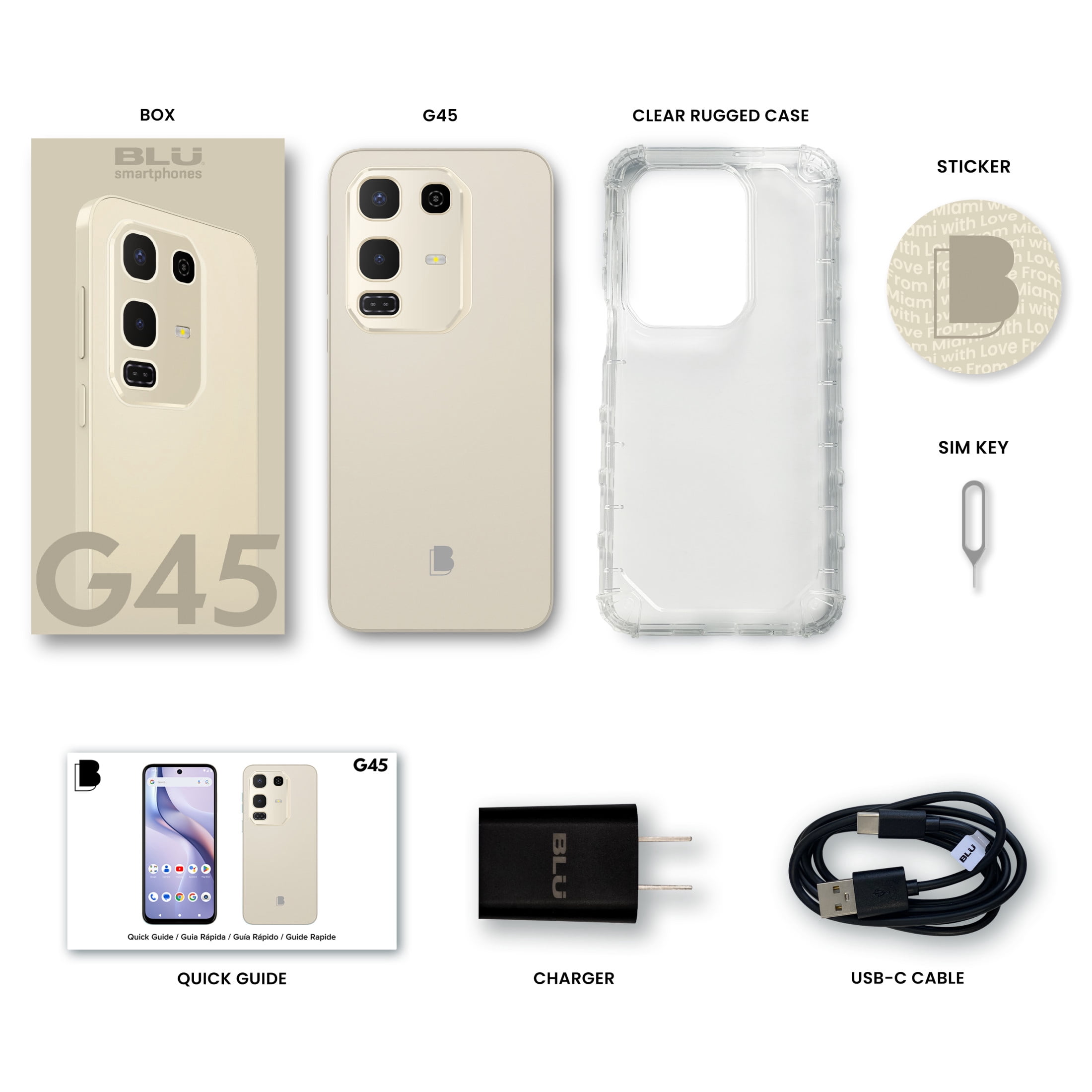 BLU G45 G1190WW 128GB GSM Unlocked Android Smartphone - Cream