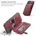 thumbnail image 5 of Dteck Case for Apple iPhone 13 6.1-inch,Retro Magnetic Leather Card Holder Wallet Shockproof Case Hybrid Rubber Zipper Purse Kickstand Protective Cover for iPhone 13,Red, 5 of 6