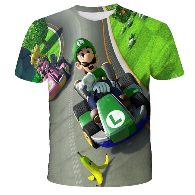 Camiseta con estampado de Super Mario Bros para niños y niñas, ropa de juego clásico, divertida, de manga corta qym unisex