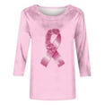 thumbnail image 4 of DDAPJ pyju Pink Ribbon Shirts for Women Breast Cancer Awareness T-Shirt Inspirational Breast Cancer 3/4 Sleeve Blouse Tops Ofertas de la semana Pink S, 4 of 5