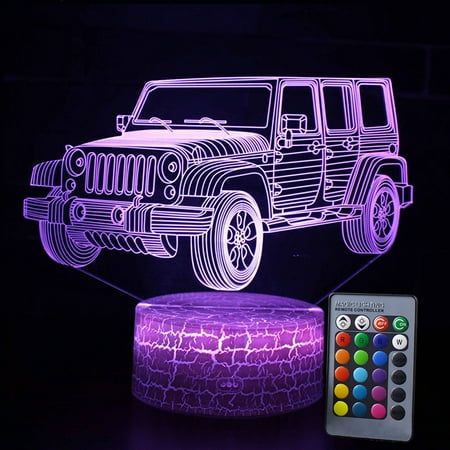 

Hododo illusions 3D Car Series LED Night Light Table Stand Lamp Remote Touch Control Color Changing For Kids Christmas Gift Home Decor