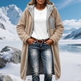 thumbnail image 6 of Dzrciro Long Winter Coats for Women, Fleece Lined Collared Full Zip Waterproof Hooded Trench Coat with Pockets, Thick Thermal Versatile Windbreaker Puffer Jackets S-5XL, 6 of 10