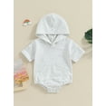 thumbnail image 2 of Shunvnny Baby Boys Summer Hood Romper Clothes 3M 6M 12M 18M Infant Short Sleeve Jumpsuit Sweatshirt Newborn One Piece Bodysuit, 2 of 9