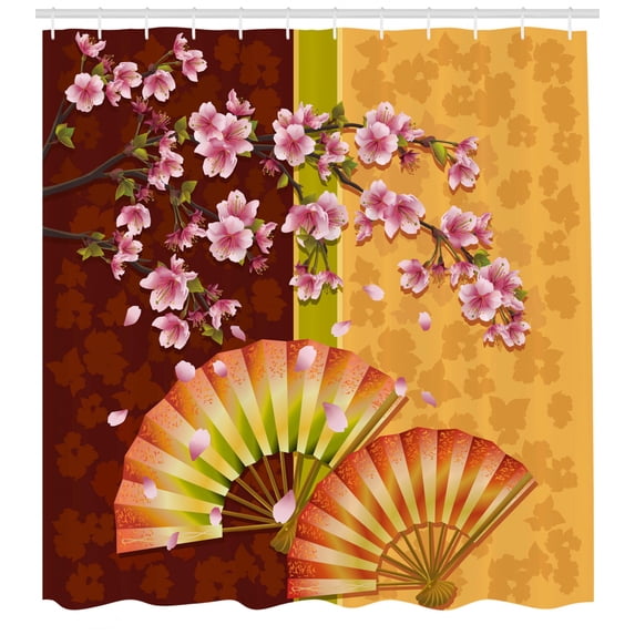 Ambesonne Floral Shower Curtain, Sakura Blossoms, 69"Wx75"L, Pale Pink Marigold