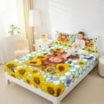 thumbnail image 4 of jejeloiu Cute Highland Cattle Full Size Sheets,Country Floral Sunflower Bed Sheets,Retro Geometric Rhombus Sheet Sets For Kids,Microfiber Bedroom Decor,4 Pieces, 4 of 7