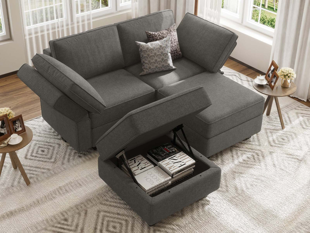 Belffin Modular Sectional Sofa with Storage Sectional Sleeper Couch Modular Sofa Bed for Living Room Dark Grey - Thumbnail 4