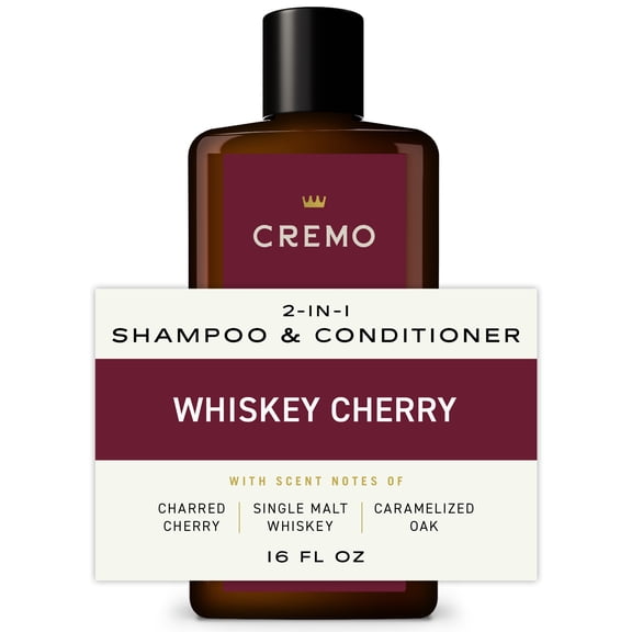 Cremo 2-in-1 Men's Shampoo & Conditioner, Whiskey Cherry Scent, 16 fl oz