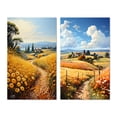 thumbnail image 2 of Designart "French landscapes Of Sunflowers In Normandy II" France Wall Art Set Of 2 - Yellow Landscapes Canvas Set For Living Room Decor, 2 of 7