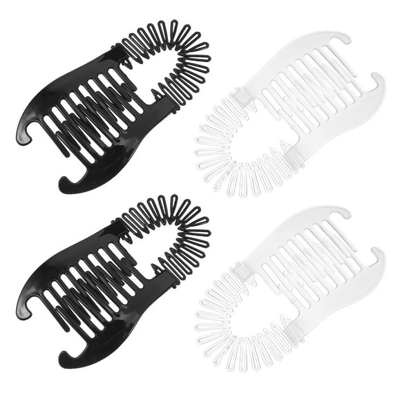 4pcs Plastic Flexible Interlocking Banana Clip Clincher Elongated Ponytail Holder Two Sides Hair Comb Girls Hair Accessories
