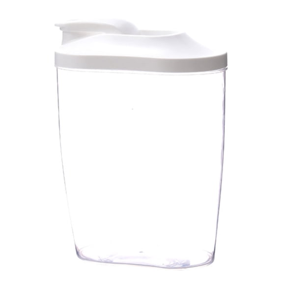BPA-Free Airtight Food Storage Container with Pour Spout, Clear Plastic Kitchen Pantry Organizer, Portable Dry Goods Holder for Rice Sugar Cereal Spaghetti Dry Food (White,1500ML)