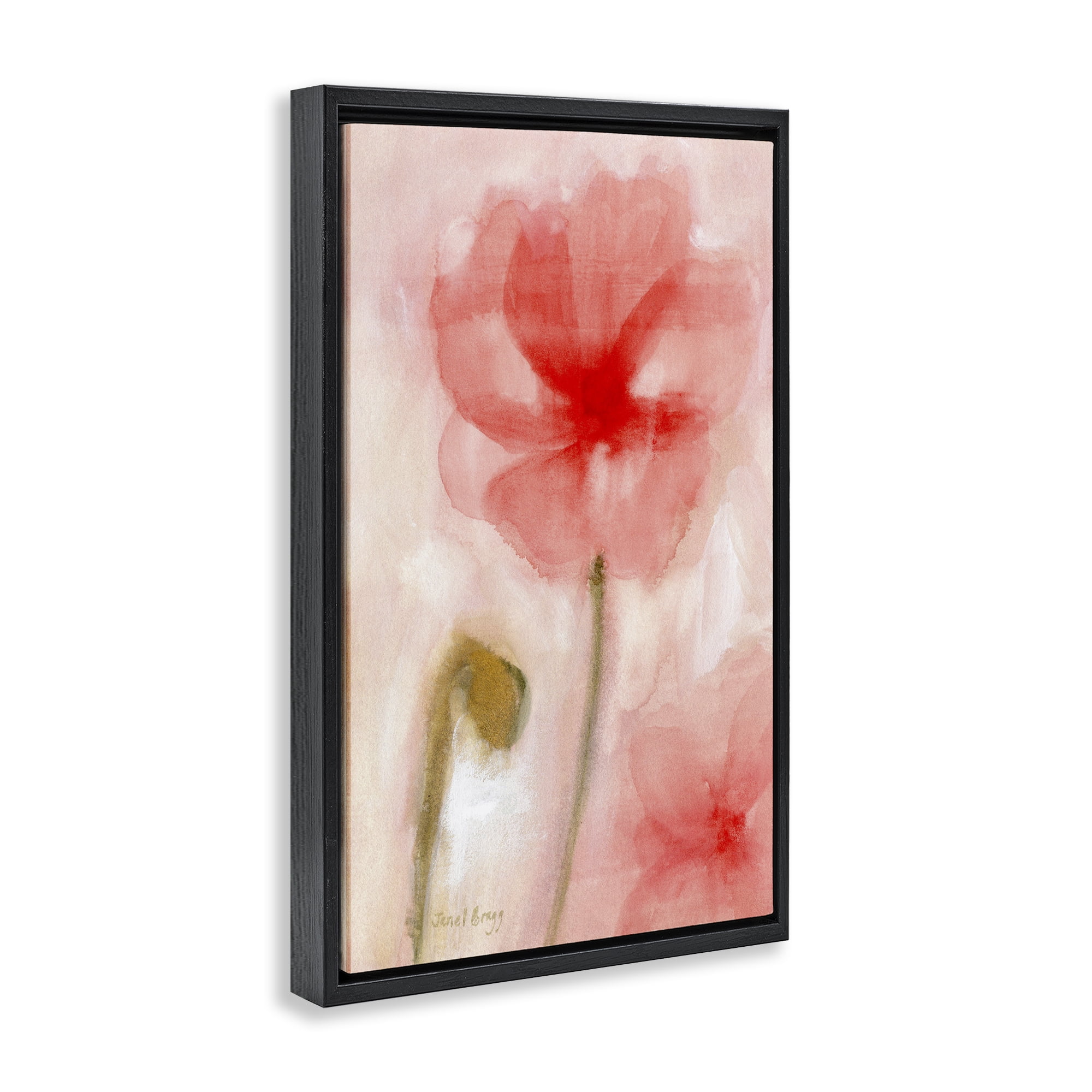Stupell Industries Abstract Pink Bloom Botanical & Floral Painting Black Floater Framed Art Print Wall Art, 17 x 25