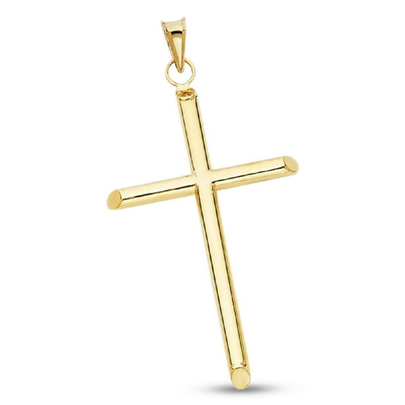 Big Cross Pendant Solid 14k Yellow Gold Religious Charm Classic Polished Finish Genuine 60 x 31 mm