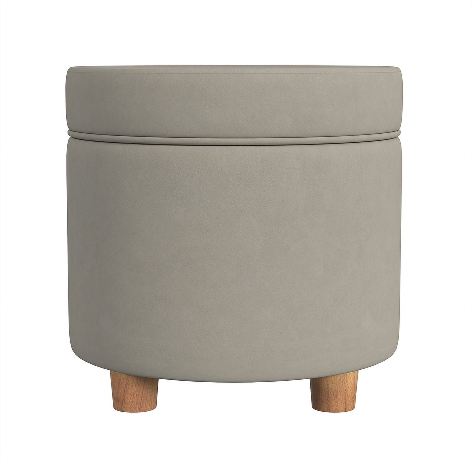HomePop Round Storage Ottoman, Fawn Velvet