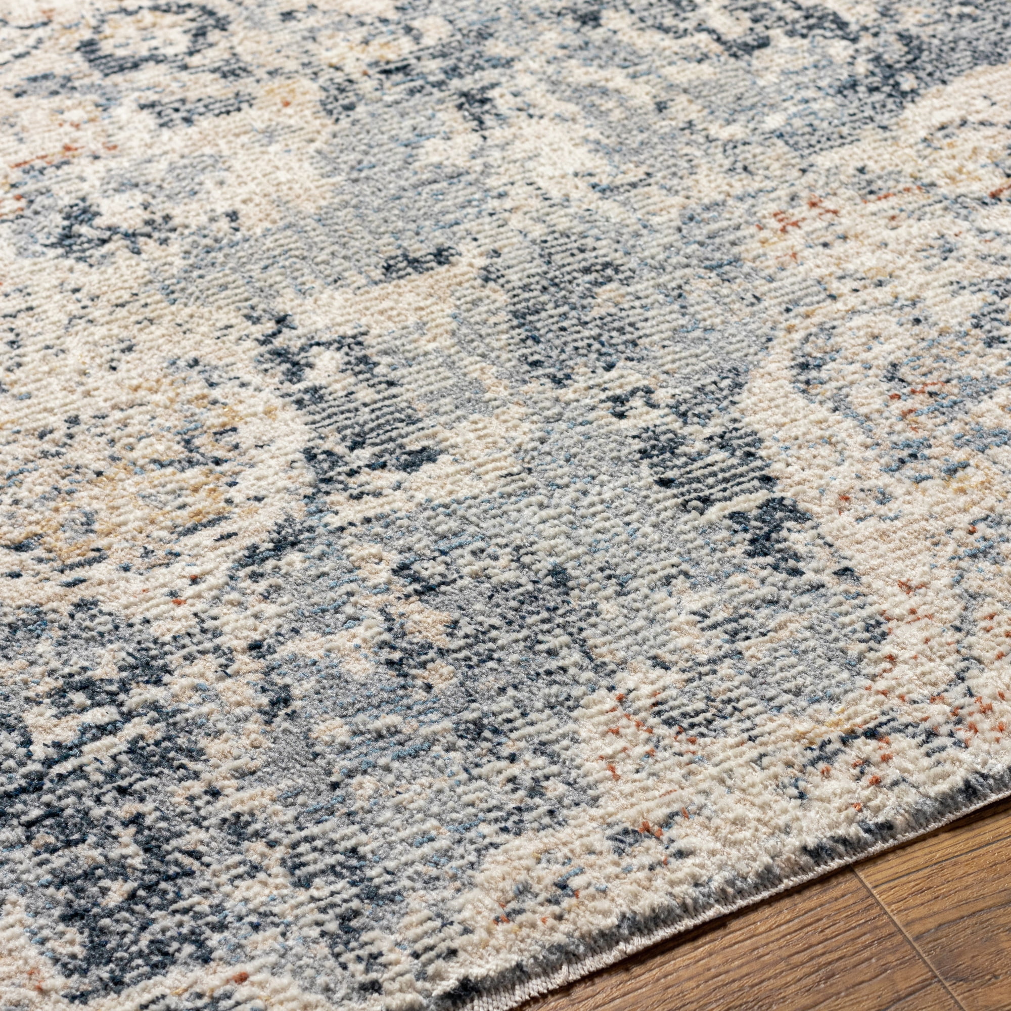Mainstays Abstract with Fringe 5'2" x 7' Area Rug for Living Room Bedroom Ivory