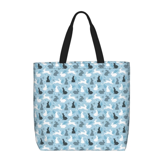 Easygdp Black White Gray Rabbit Bolsa Tote para Mujer, Bolso de Hombro para Trabajo, Playa, Viajes, Compras y Supermercado