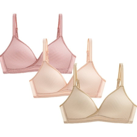 

Baywell 3 Pieces Women s Plaid Bra Beauty Back Smoothing Minimizer Bra Pink+Skin+Light Pink 75B